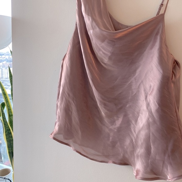 Free People Shimmy Shimmy Mauve Pink Metallic One-Shoulder Top - Picture 7 of 13
